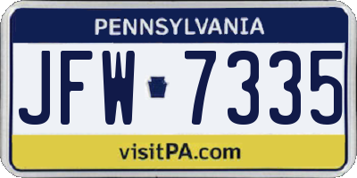 PA license plate JFW7335
