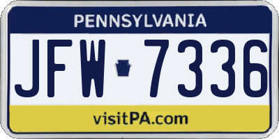 PA license plate JFW7336
