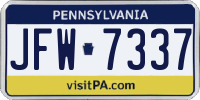 PA license plate JFW7337
