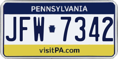 PA license plate JFW7342