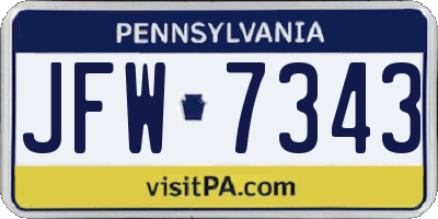 PA license plate JFW7343