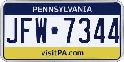 PA license plate JFW7344