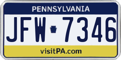 PA license plate JFW7346
