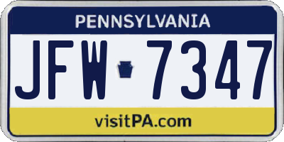 PA license plate JFW7347