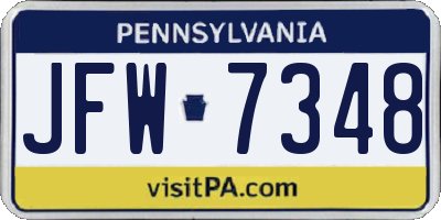 PA license plate JFW7348