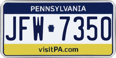 PA license plate JFW7350
