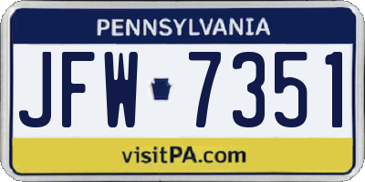 PA license plate JFW7351