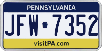 PA license plate JFW7352