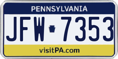PA license plate JFW7353