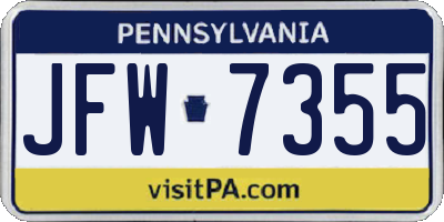 PA license plate JFW7355