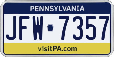 PA license plate JFW7357