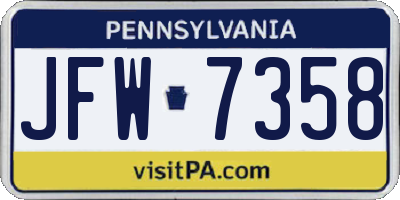 PA license plate JFW7358