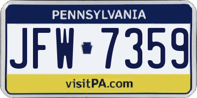 PA license plate JFW7359