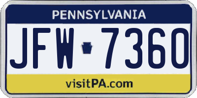 PA license plate JFW7360