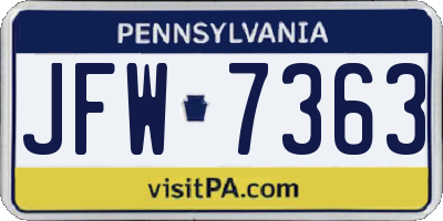 PA license plate JFW7363