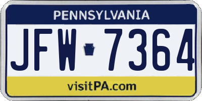 PA license plate JFW7364