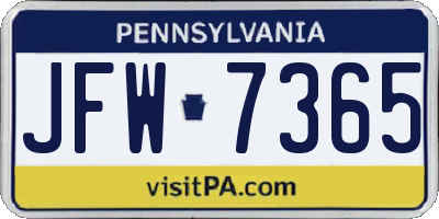 PA license plate JFW7365
