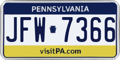 PA license plate JFW7366