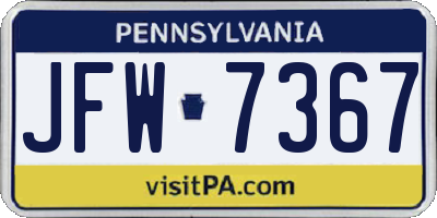 PA license plate JFW7367