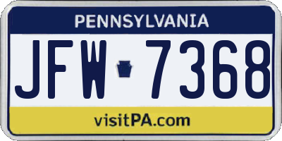 PA license plate JFW7368