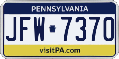PA license plate JFW7370