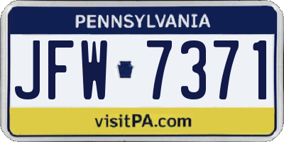 PA license plate JFW7371