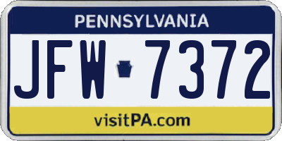 PA license plate JFW7372