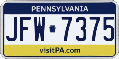 PA license plate JFW7375