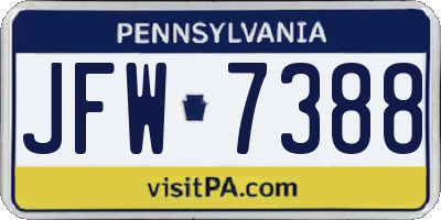 PA license plate JFW7388