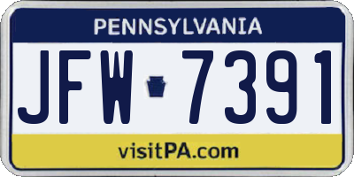 PA license plate JFW7391
