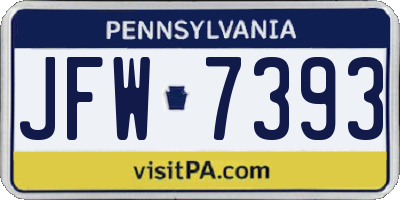 PA license plate JFW7393