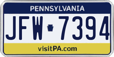 PA license plate JFW7394