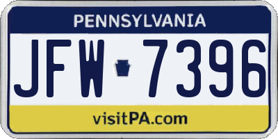 PA license plate JFW7396