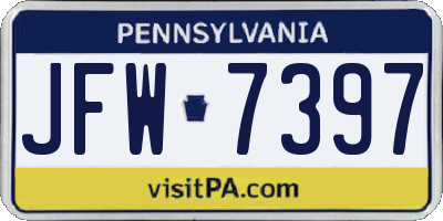 PA license plate JFW7397