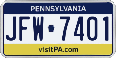 PA license plate JFW7401