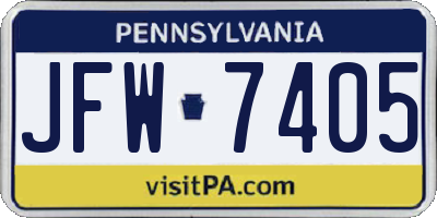 PA license plate JFW7405