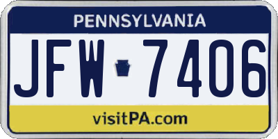 PA license plate JFW7406