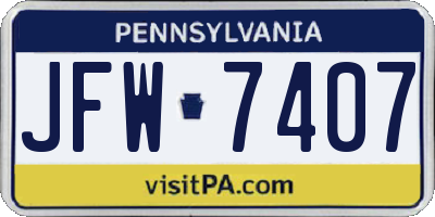 PA license plate JFW7407