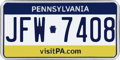 PA license plate JFW7408