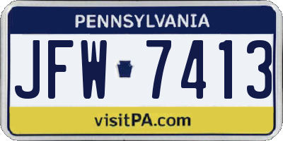 PA license plate JFW7413