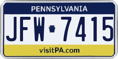 PA license plate JFW7415