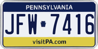 PA license plate JFW7416