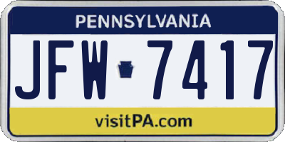 PA license plate JFW7417