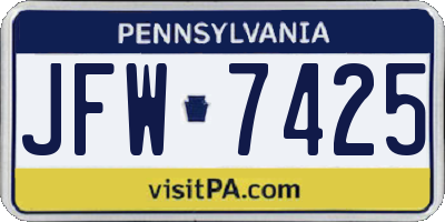 PA license plate JFW7425