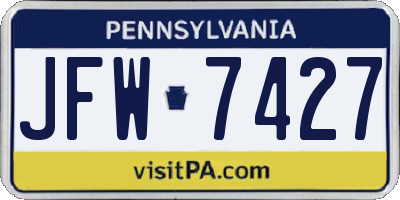 PA license plate JFW7427