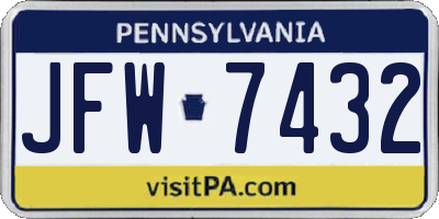 PA license plate JFW7432