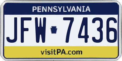 PA license plate JFW7436