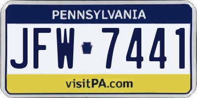 PA license plate JFW7441