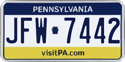 PA license plate JFW7442