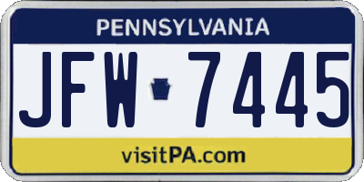 PA license plate JFW7445